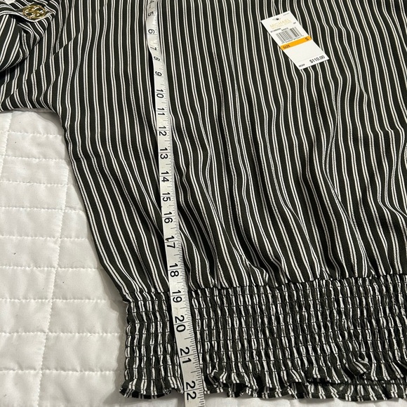 NWT - Michael Kors Olive Green Striped Dolman Sleeve Blouse –Size S MSRP $110 - Picture 9 of 9